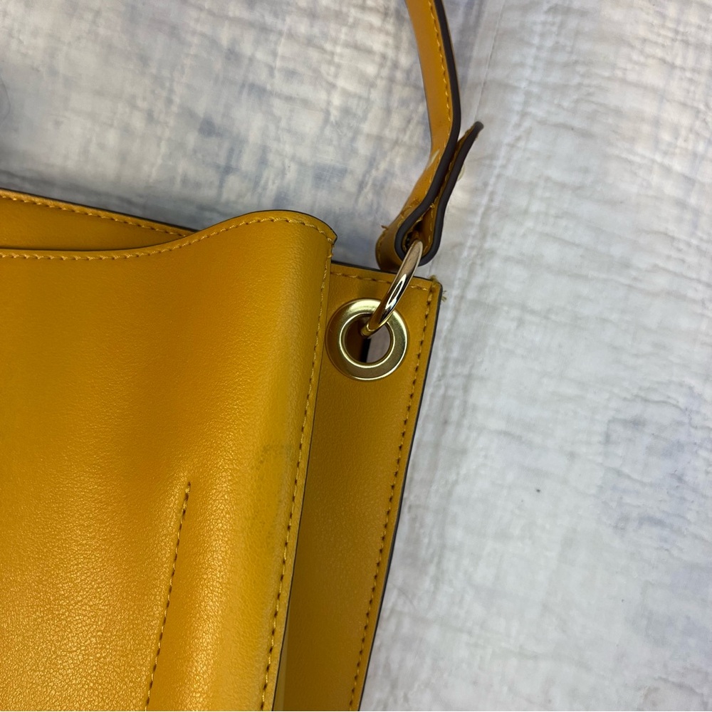 Nanette Lepore Mustard Yellow Bucket Shoulder Bag - Picture 7 of 9